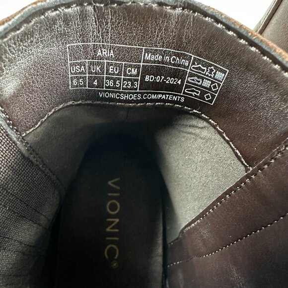 Vionic Aria Leather Lugged Wedge Booties - Size 6.5 Brown - Picture 11 of 11